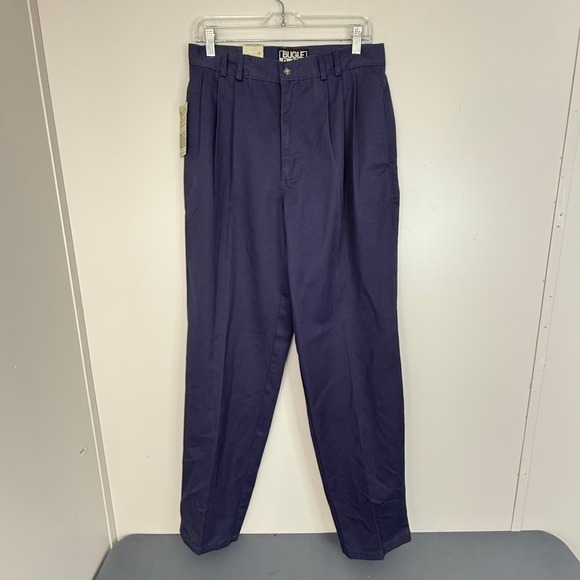 Bugle Boy Other - Vintage Bugle Boy Pants Mens 32W 34L Navy Blue Pleated Chino 90s Easy Care